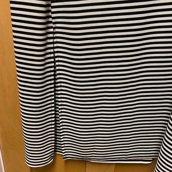 Beige by ECI Black and Cream Striped Knit Maxi Skirt with Side Slit - Picture 3 of 6